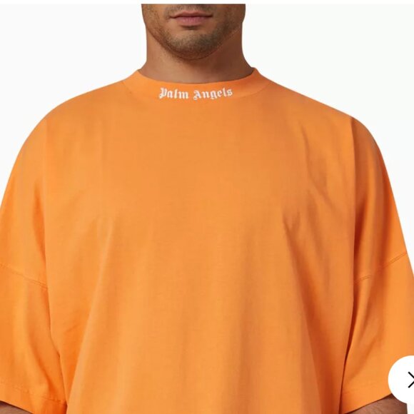 Palm Angels Orange Logo Mens T-Shirt – Size Medium, Like New - Picture 2 of 9